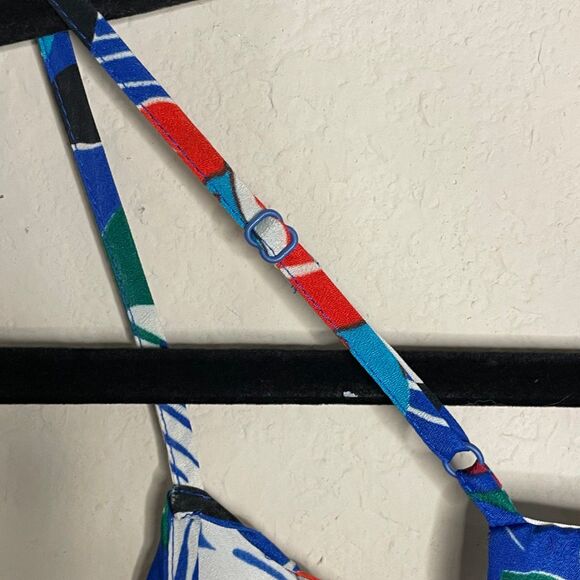 J crew hawaiian tank top size 10 blue red floral strappy - Picture 4 of 5